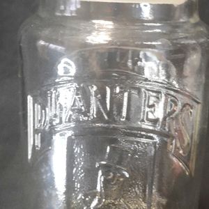 Vintage Planters Peanuts Mr. Peanut 8" Glass Jar w/ Lid 1981 Promo